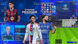 eFootball PES 2026 PPSSPP Android Offline Full Update UCL & League Kits 25/26 Season 4k Graphics