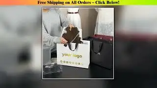 50pcs Custom Logo High-End Hot Stamping No creases Gift Paper Bags for Clothing Boutique Logo