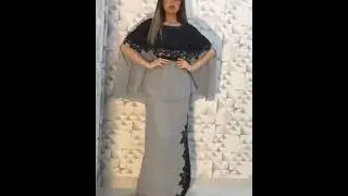 Modest Crystal studded grey and black dress Slay My Look