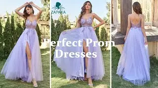 ZAPAKA Latest Lavender Tulle A-line Prom Dress with Beading - Hot