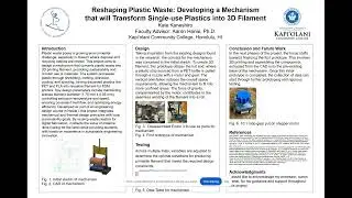 SURF F25 | Reshaping Plastic Waste: Single-use Plastics to 3D Filament