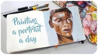 Painting a 30min Gouache Portrait a Day for a Week