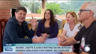 Passaia e Fab&iacute;ola Reipert almo&ccedil;am em casa de telespectadora do Balan&ccedil;o Geral