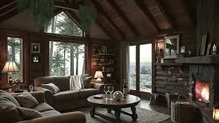 Folklore-Inspired Taylor Swift Ambience Cozy Cabin 🌲 Rain, Crackling Fire, & Gentle Wave Sounds 🩶