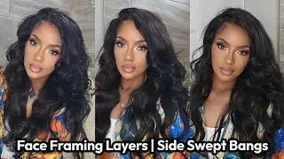 ❤️ Flawless Glueless LooseWave Face-Framing Layers | Side-Swept Bangs Wig Ft UNice Hair