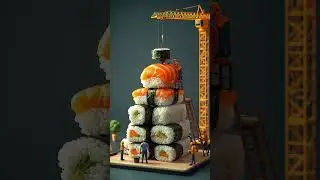 Miniature worker cooking Sushi! | Tiny Chefs at Work #miniature #cook #food #sushi