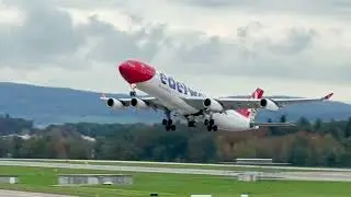 Edelweiss Airbus A340-313X HB-JMC EARLY take-off