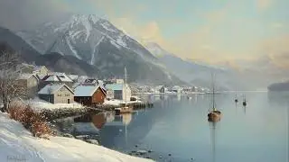 Relaxing with Soundscapes-🏔️🌊❄️ Winter Coastal Mountain Village | Calm Music for Focus, Reflection