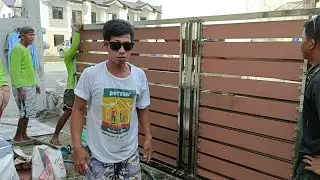 PAG LAY-OUT NG TILES SA GARAHE, OLIVAREZ HOMES CALAMBA PROJECT AT STAINLESS GATE SET-UP