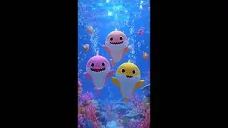 &ldquo;Baby Shark Dance&rdquo;.Cute baby shark family dancing happily underwater.