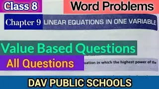 DAV class 8 maths chapter 9 Value Based Questions