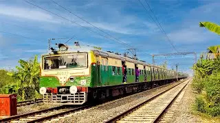 Beautiful old green face Electric Multiple Unit local train on the move | Indian Railways