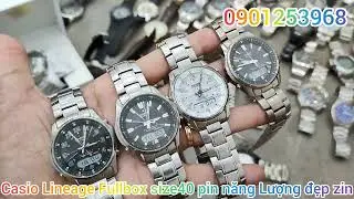 Casio Lineage Multiband6 Fullbox size40 pin năng lượng khoẻ 5 b&aacute;o thức bản th&eacute;p & titanium đẹp zin