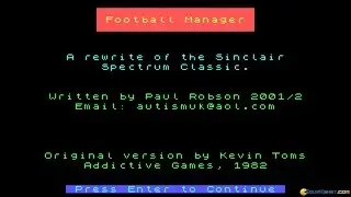 Football Manager gameplay (PC Game, 1987)