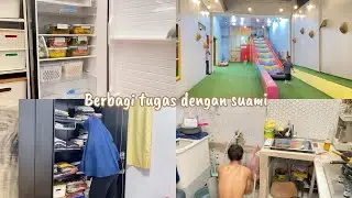 Ibu rumah tangga dirumah Berbagi tugas dengan suami
