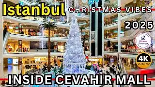 Christmas Atmosphere Inside Istanbul | Cevahir Shopping Mall Walk 4K
