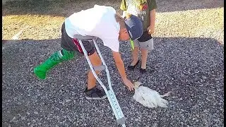 Boy with BROKEN LEG Catches Wild Turkey on Crutches!