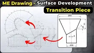Funnel | Transition Piece | Surface Development | Cylinder and Cone | ME Drawing | Diploma | WBSCTE