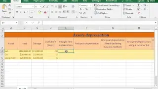 Use the SLN function to calculate the straight-line depreciation of an asset (Excel 2016)