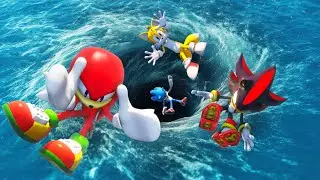 GTA 5 Sonic Team Ragdolling and Jumping into Giant Whirpool