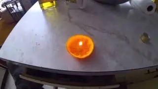 Orange + cooking oil = candle.