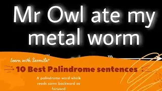 10 Best Palindrome sentences || #learnwithsarmila