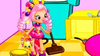 Shopkins Girl Bubbleisha Cleaning Room - Cartoon Game for Kids - Shopkis Shoppies Full Episode