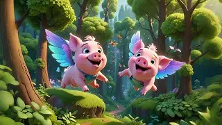 Three Flying Pigs Zoom Over Trees | Funny Animal Counting Song  | Nursery Rhymes and Baby Songs