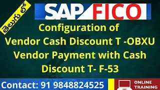 Configuration of Vendor Cash Discount T -OBXU - Vendor Creation T- XKO1 - SAP FICO Training  TELUGU
