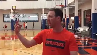 Syracuse basketball coach Gerry McNamara joins in shooting contests