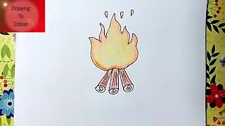 How To Draw Fire | Fire Drawing Easy Step by Step | Flames Drawing | Bonfire Drawing Simple