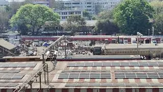 Shunting loco pulling a carriage, Pune railway station aerial view. #indianrailways #railway