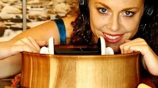 ASMR Tapping, Scratching, Brushing on 3Dio Inside A Wooden Bowl, Binaural Whisper
