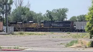 A Union Pacific coal train in Price UT w/ a surprise Southern Pacific patch unit on the end. 