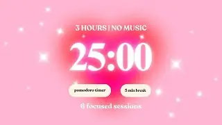 3 HOURS Deep Work 🩷 | 25/5 Pomodoro Timer | Soft Pink Heart Glow Aesthetic | Silent Focus
