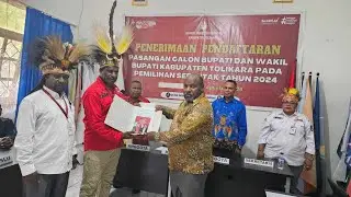 Ribuan Massa Antar pasangan bupati Irinus Wanimbo dan arson kogoya  Mendaftar ke  KPUD Tolikara