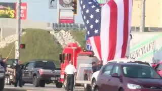 Garrison flag displayed near I 70 and Margaret Ave