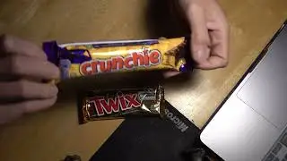 ASMR - CHOCOLATE CRUNCHIE BAR AND TWIX BARS EATING SOUNDS