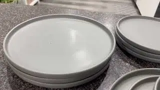 Famiware 12 Piece Plates and Bowls Set, Dawn Speckled Dinnerware Sets