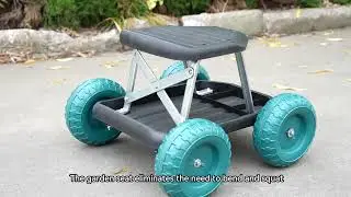 Longwin Best Seller Garden Cart Rolling Scooter with Seat and Tool Tray