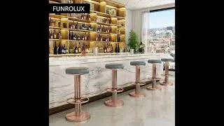 Modern Adjustable Swivel Chair with Polished Rose Stainless Steel Legs