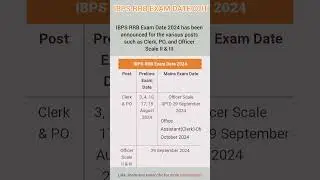 IBPS RRB EXAM DATE 2024 OUT! IBPS RRB Clerk,PO & officer scale II & III Exam date out.#bankexam #rrb