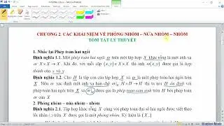 Chương 2 | Nửa nhóm - Vị nhóm - Nhóm | Tóm tắt lý thuyết