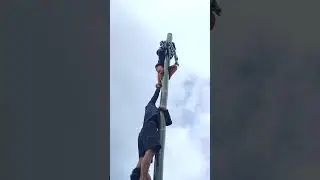 Climbing to the top of slippery pole #shorts