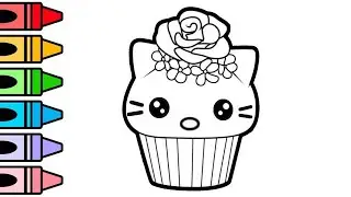 Cute Hello Kitty Cupcake Drawing, Painting And Coloring For Kids And Toddlers