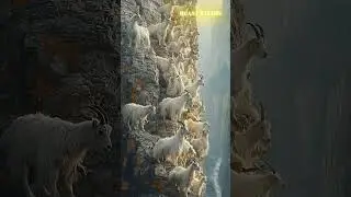 Herd of White Goats on Cliffside, Cautiously Watching from Afar! 🐐⛰️ | Wild Goat Behavior