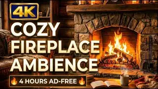 Deep Focus Fireplace 4K | Background Noise for Coding, Studying & Stress Relief (4 Hours)