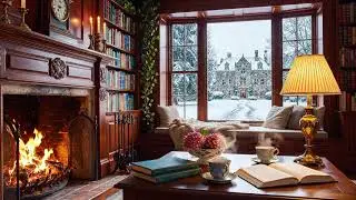 Warm Fireplace Piano Jazz LIVE ⛄ Cozy Winter Cafe Ambience for Study, Work & Relax
