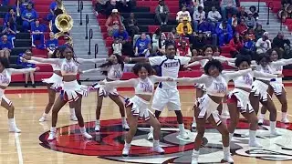 High school cheerleading squads performed at halftime of WSSU women's game