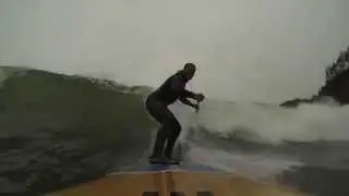 Surfing SUP at Indian Beach, Oregon